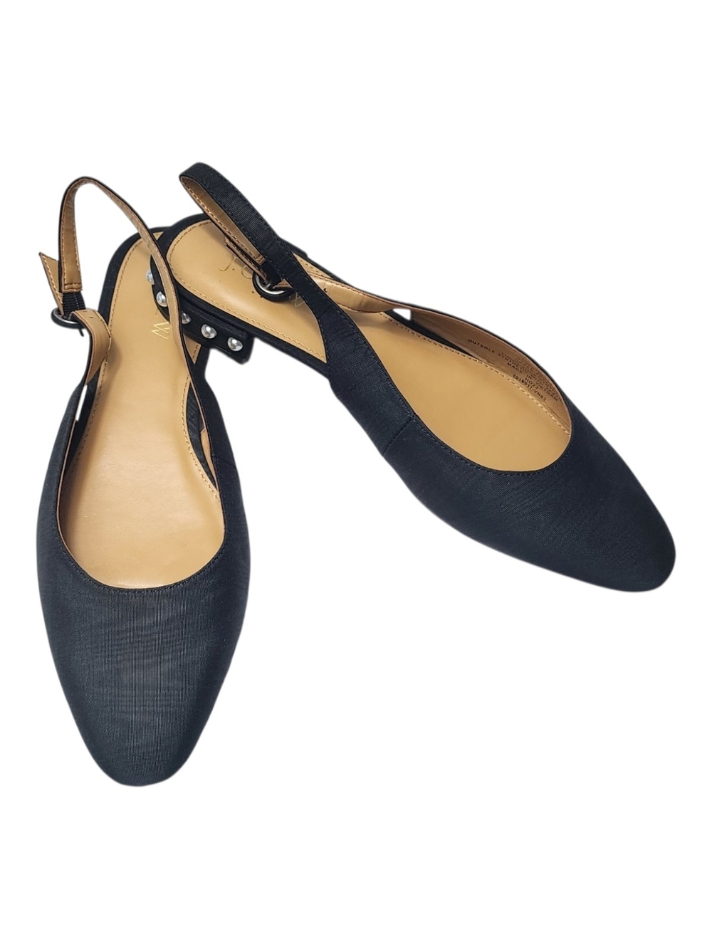 J.CREW FACTORY BLACK EMBELLISHED PEARL HEEL SLINGBACK FLAT SHOES